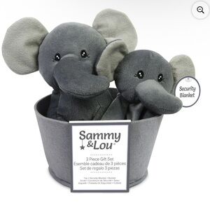 SAMMY & LOU PLUSH 3 PIECE ELEPHANT SET - GREY (NEW WITH TAGS)
